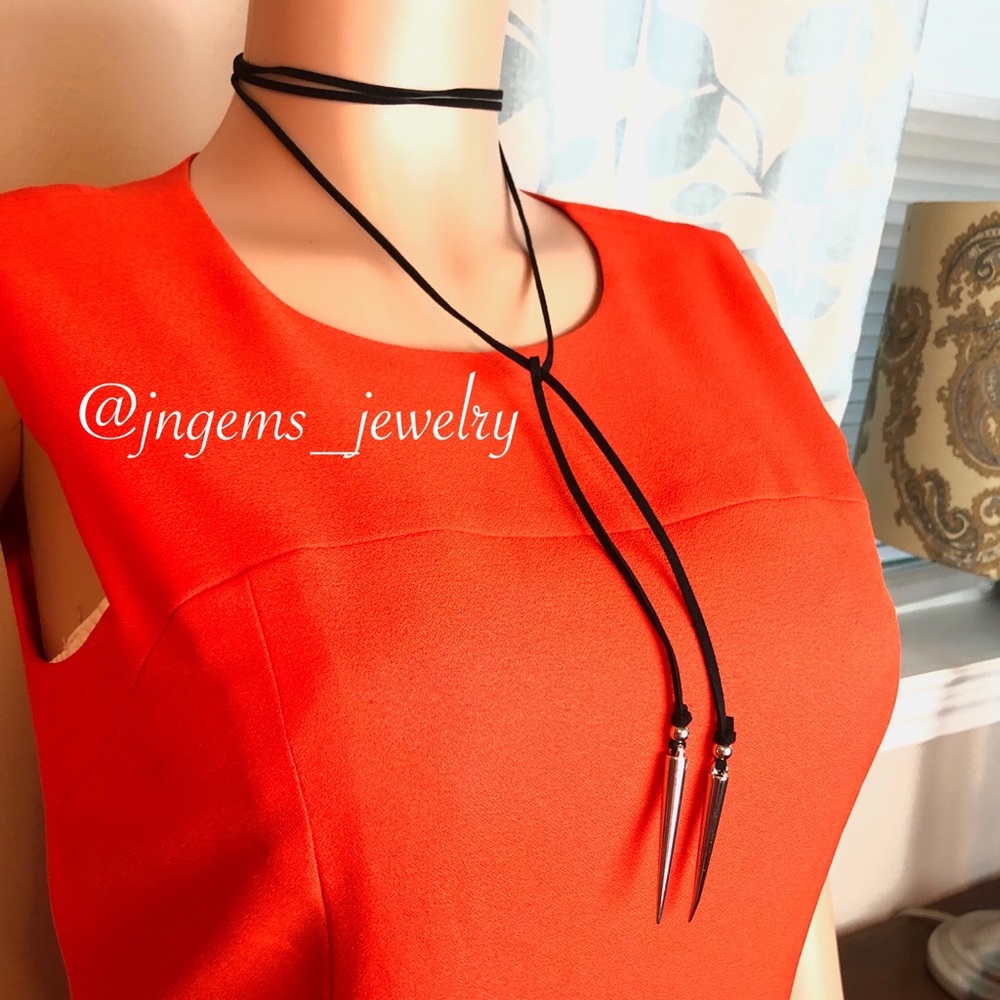 Black Leather Rope Choker - Picture 3 of 3
